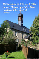 Fotokarte  Kirche St. Barbara in Markersbach mit Text 